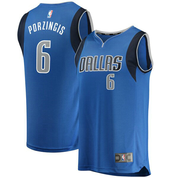 Maillot Dallas Mavericks Homme Kristaps Porzingis 6 Icon Edition Bleu
